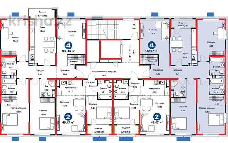 4-комнатная квартира · 122.87 м², Ботакоз 2/1 за ~ 92.8 млн ₸ в Алматы — фото 2