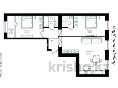 3-бөлмелі пәтер · 84.5 м² · 8/9 қабат, Улы Дала 38а, бағасы: 52 млн ₸ в Астане, Нура р-н