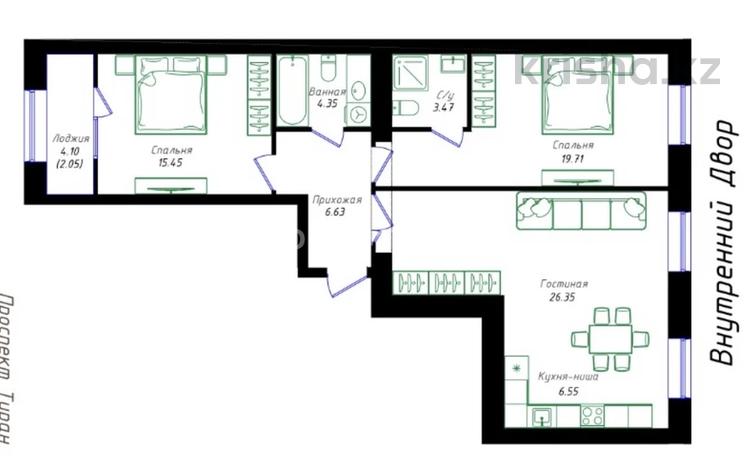 3-бөлмелі пәтер · 84.5 м² · 8/9 қабат, Улы Дала 38а, бағасы: 52 млн ₸ в Астане, Нура р-н — фото 2