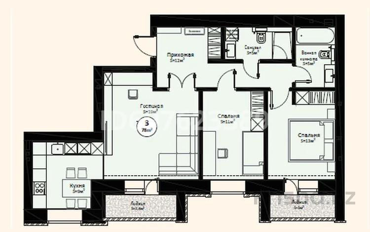 3-комнатная квартира, 78 м², 2/9 этаж, мкр Юго-Восток, 137-учетный квартал 343 за ~ 24.2 млн 〒 в Караганде, Казыбек би р-н — фото 6