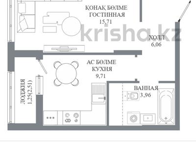 1-комнатная квартира · 36.69 м² · 5 этаж, Пересечение ул. Калдаякова и ул. Жургенова — БЕЗ КОМИССИИ/ ВЫБОР ЭТАЖА И ПЛАНИРОВКИ за ~ 21.1 млн ₸ в Астане, Сарайшык р-н