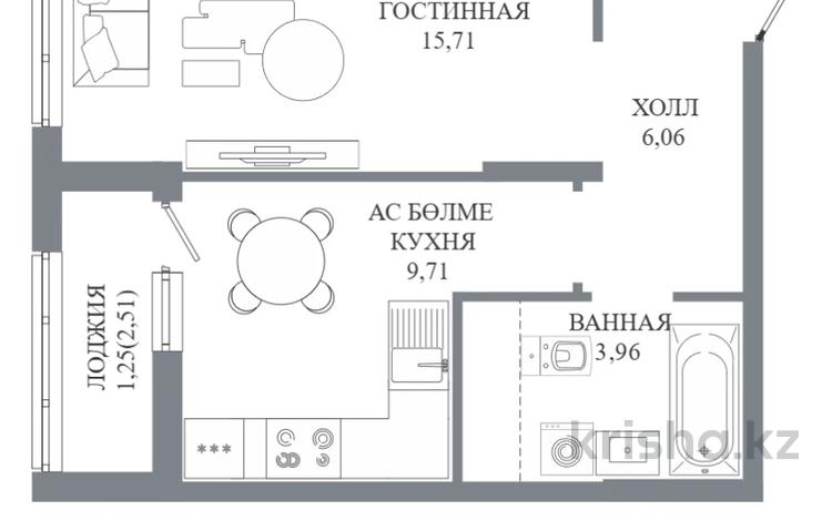 1-комнатная квартира · 36.69 м² · 5 этаж, Пересечение ул. Калдаякова и ул. Жургенова — БЕЗ КОМИССИИ/ ВЫБОР ЭТАЖА И ПЛАНИРОВКИ за ~ 21.1 млн ₸ в Астане, Сарайшык р-н — фото 2