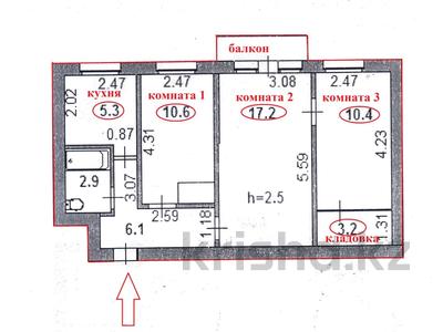 3-комнатная квартира · 57 м² · 3/5 этаж, 3 6 — Рынок,мечеть,школы,торговые центры за 7.5 млн ₸ в Степногорске