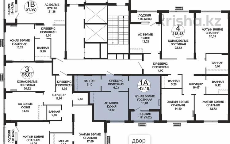 1-комнатная квартира · 43.18 м² · 20/20 этаж, Туран 39/3 за ~ 32.3 млн ₸ в Астане, Нура р-н — фото 8