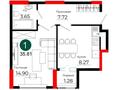 1-комнатная квартира · 35.81 м², пр. Улы Дала за ~ 22.6 млн ₸ в Астане, Нура р-н — фото 3