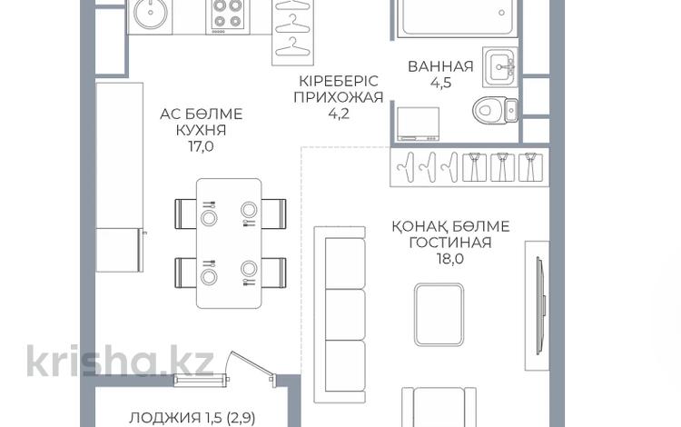 2-бөлмелі пәтер · 46 м² · 7/16 қабат, Сатпаева, бағасы: 37.5 млн ₸ в Алматы, Бостандыкский р-н — фото 2