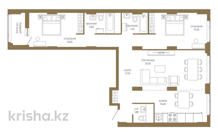 3-бөлмелі пәтер · 95.84 м² · 10/18 қабат, Достык 8/5, бағасы: ~ 74.4 млн ₸ в Астане, Есильский р-н — фото 8