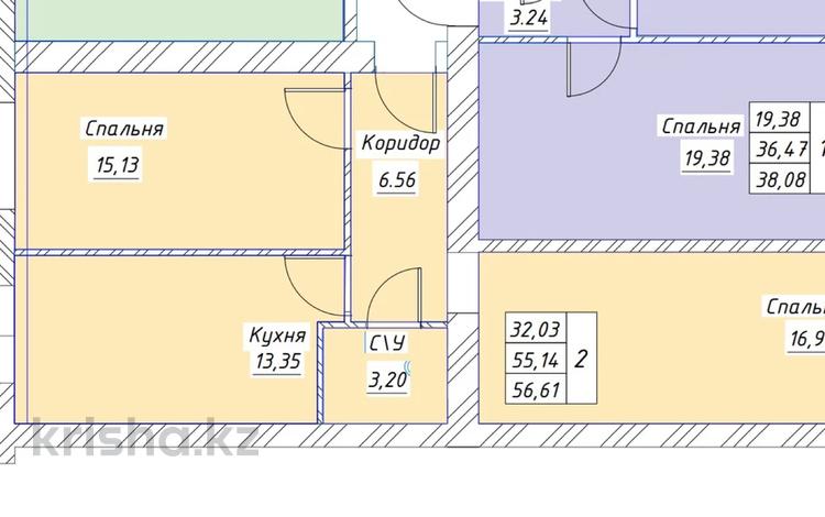 2-бөлмелі пәтер · 57.28 м² · 5/12 қабат, М. Тынышбайулы 5, бағасы: 18.3 млн 〒 в Астане, Алматы р-н — фото 2