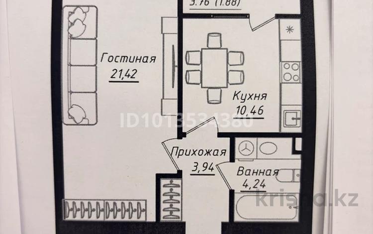 1-бөлмелі пәтер · 42 м² · 8/9 қабат, Жумекен Нажимеденов 26 — Нажимеденова, бағасы: 25.5 млн ₸ в Астане, Сарайшык р-н — фото 2