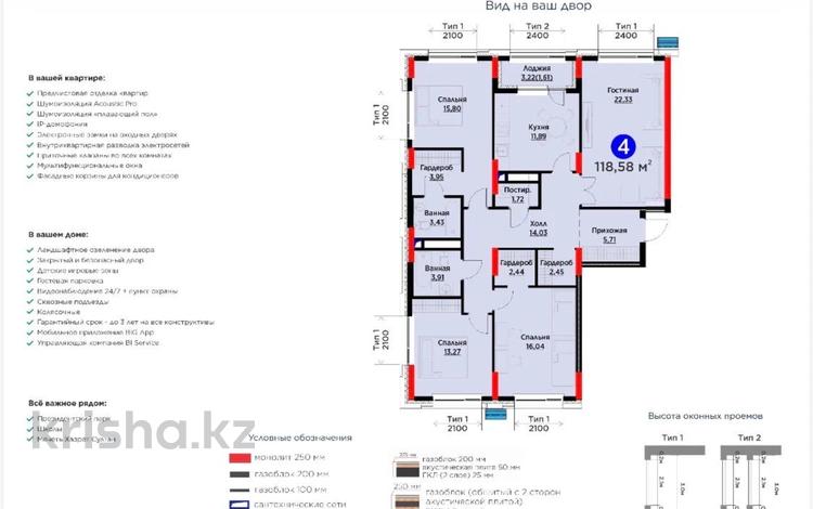 4-комнатная квартира · 118.58 м² · 4/9 этаж, Сагадат Нурмагамбетов 14 стр — ‼️Auez 2 ‼️ГОРЯЧКА с КЛЮЧАМИ ‼️ЛУЧШЕЕ ПРЕДЛОЖЕНИЕ, МОЖНО НАЧИНАТЬ РЕМОНТ за 74 млн ₸ в Астане, Сарайшык р-н — фото 2