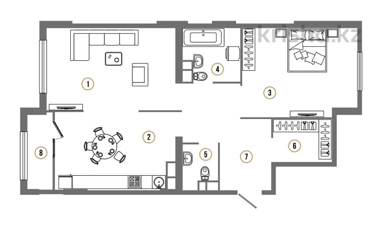 2-комнатная квартира, 77 м², 11/16 этаж, Манаса