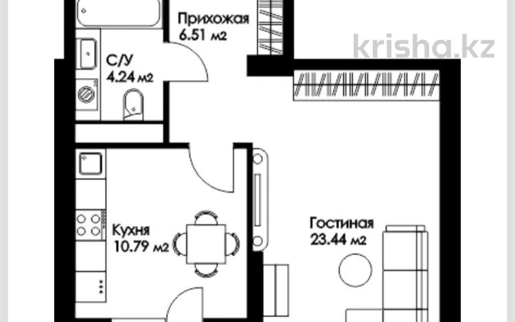 1-комнатная квартира, 46.8 м², 8/22 этаж, E-10 J за 28.5 млн 〒 в Астане — фото 2