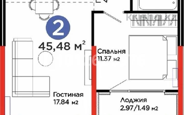 2-бөлмелі пәтер · 46 м² · 2/6 қабат, Тараз 8/1, бағасы: 38.9 млн ₸ в Алматы, Турксибский р-н — фото 10