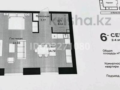 1-комнатная квартира, 45 м², 2/12 этаж, Бухар-жырау 27 за 22.8 млн 〒 в Астане, Есильский р-н