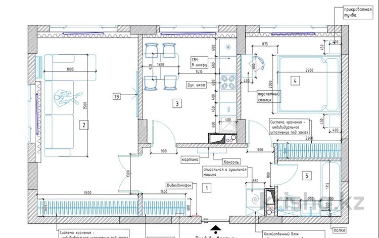 2-комнатная квартира · 62 м² · 4/9 этаж, Сагадат Нурмагамбетов — Калдаякова и Нурмагамбетова за ~ 58.9 млн ₸ в Астане, Сарайшык р-н — фото 2
