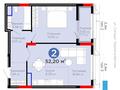 2-бөлмелі пәтер · 52.4 м² · 5/9 қабат, Сагадат Нурмагамбетов 15, 16 — Горячая цена, бағасы: 43.5 млн ₸ в Астане, Есильский р-н — фото 2