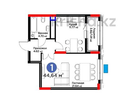 1-бөлмелі пәтер · 44.64 м² · 7/14 қабат, ​Аль-Фараби 3/2, бағасы: 36.5 млн ₸ в Астане, Есильский р-н