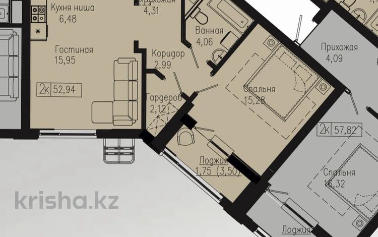 2-комнатная квартира, 53 м², 6 этаж, Мангилик Ел 54 — Хусейн бен Талал за 20.9 млн 〒 в Астане, Есильский р-н — фото 2