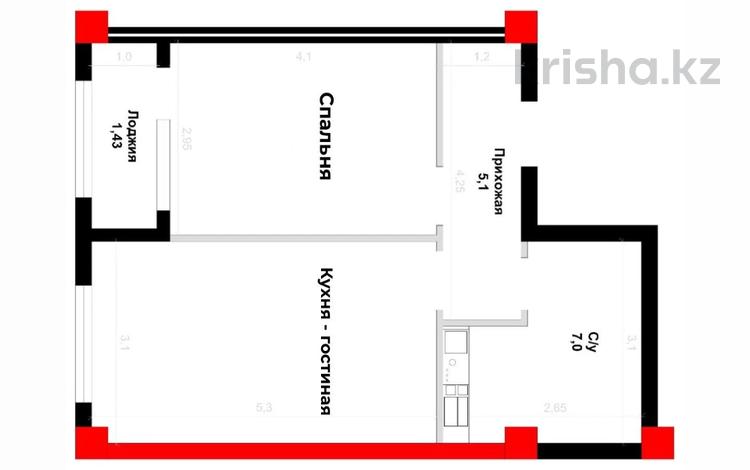 1-бөлмелі пәтер · 43.68 м² · 6/10 қабат, Каныша Сатпаева 82/9, бағасы: ~ 22.5 млн ₸ в Усть-Каменогорске — фото 2