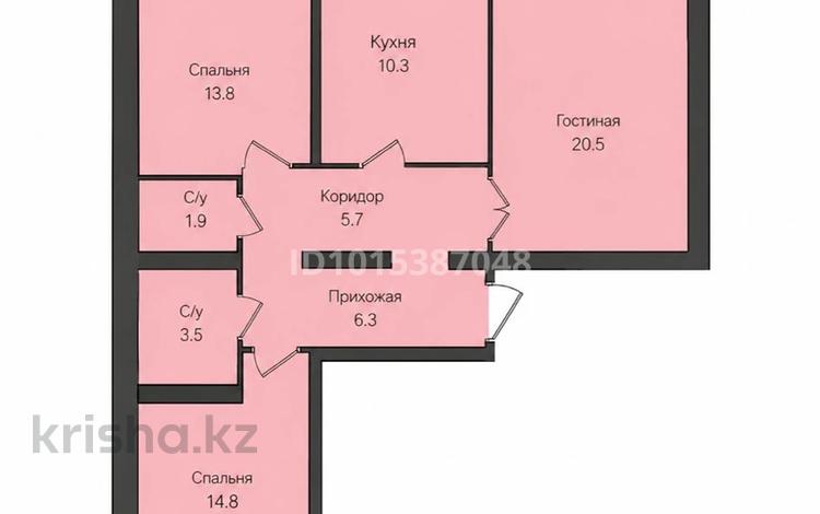 3-бөлмелі пәтер · 78.8 м² · 5/9 қабат, Розы Баглановой 23, бағасы: 35 млн ₸ в Астане, Нура р-н — фото 3