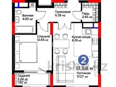2-бөлмелі пәтер · 52 м² · 5/17 қабат, Хусеин БенТалал 37, бағасы: 50 млн ₸ в Астане