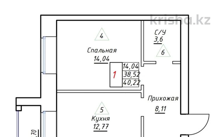 1-бөлмелі пәтер · 40.22 м² · 5/9 қабат, Аймаутова 135, бағасы: ~ 14.1 млн 〒 в Семее — фото 2