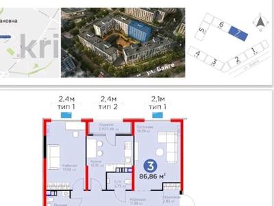 3-комнатная квартира · 86 м² · 6/6 этаж, мкр Кайрат за 44 млн ₸ в Алматы, Турксибский р-н