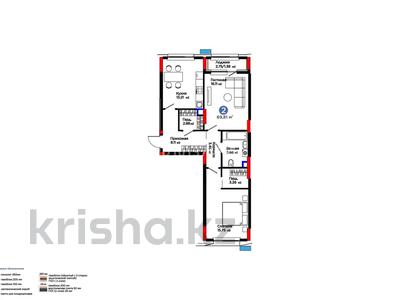 2-комнатная квартира · 69.81 м² · 2/12 этаж, Турар Рыскулов 18/1 за 49.5 млн ₸ в Астане, Есильский р-н