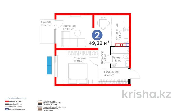 2-комнатная квартира · 49 м² · 4/6 этаж, ​Приканальная БАК 99а за 36 млн ₸ в Алматы, Медеуский р-н — фото 2