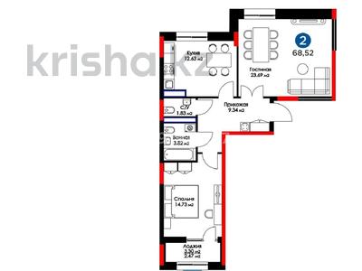 2-комнатная квартира, 68 м², 12/14 этаж, Толе би 61 за 51 млн 〒 в Астане, Нура р-н