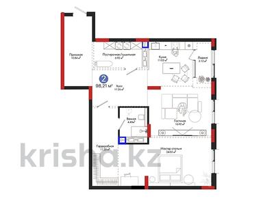 2 комнаты, 98.21 м², ЖК Vivaldi, Астана, Алматы р-н, ул. Тасшокы, 4​, Ак-булак-3 ж/м от 102 138 400 〒