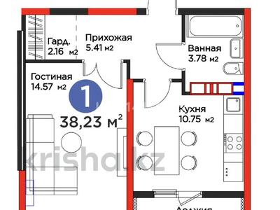 1-комнатная квартира · 38.23 м² · 8/16 этаж, мкр Северо-Запад — Казиева за 22 млн ₸ в Шымкенте, Абайский р-н