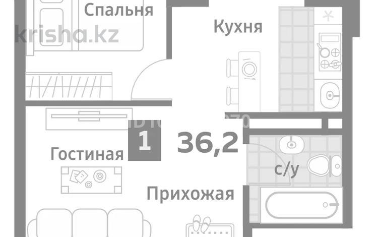1-комнатная квартира · 36 м² · 8/9 этаж, Бурундайская 91 за ~ 18.4 млн ₸ в Алматы, Жетысуский р-н — фото 2