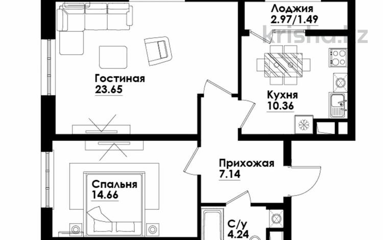 2-бөлмелі пәтер · 68 м² · 4/9 қабат, Симферопельская 1/2 — Cулейменова, бағасы: 54.5 млн ₸ в Алматы, Ауэзовский р-н — фото 2