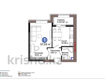 1-комнатная квартира · 37.55 м² · 9/12 этаж, Е 909 — Перспективная локация за 25 млн ₸ в Астане, Нура р-н