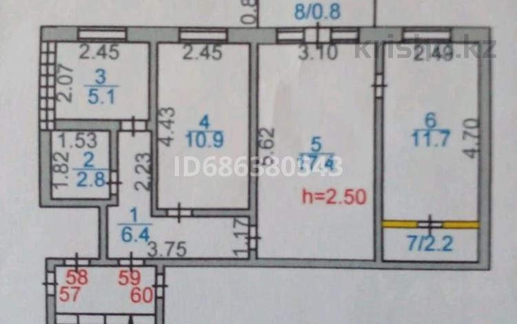 3-комнатная квартира, 68 м², 5/5 этаж, Гурбы 106 за 13 млн 〒 в Сатпаев — фото 3