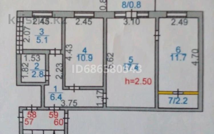 3-бөлмелі пәтер, 68 м², 5/5 қабат, Гурбы 106, бағасы: 13 млн 〒 в Сатпаев — фото 3