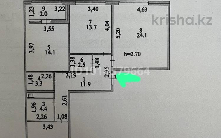 3-комнатная квартира · 93 м² · 9/9 этаж, Нурмагамбетова 25/1 — Нурмагамбетова за 68 млн ₸ в Астане, Алматы р-н — фото 2