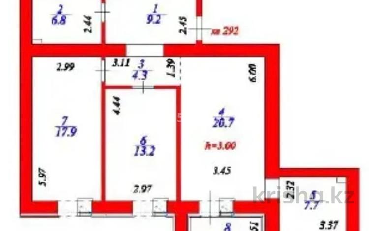 3-комнатная квартира · 82.4 м² · 5/12 этаж, Чингиз Айтматов 65 за 37 млн ₸ в Астане, Нура р-н — фото 2