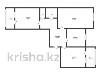 3-комнатная квартира · 67.2 м² · 5/5 этаж, 6 микрорайон 1 за 28 млн ₸ в Костанае