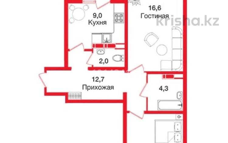 2-комнатная квартира · 58 м² · 12/12 этаж, мкр Акбулак, Байтерекова за 34 млн ₸ в Алматы, Алатауский р-н — фото 2