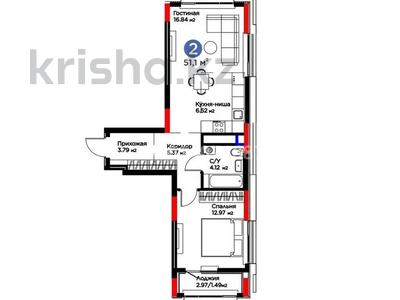 2-бөлмелі пәтер · 51.1 м² · 9/9 қабат, Абулхайр-хана 69/1, бағасы: 31.5 млн ₸ в Атырау