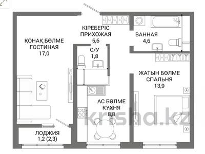 2-бөлмелі пәтер · 52.9 м², Мангилик Ел 74 — Напротив Центральной республиканской мечети., бағасы: ~ 30.2 млн ₸ в Астане, Есильский р-н