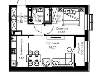 1-комнатная квартира · 50 м² · 4/9 этаж, мкр Кайрат, Туркестан 115 за 26.2 млн ₸ в Алматы, Турксибский р-н