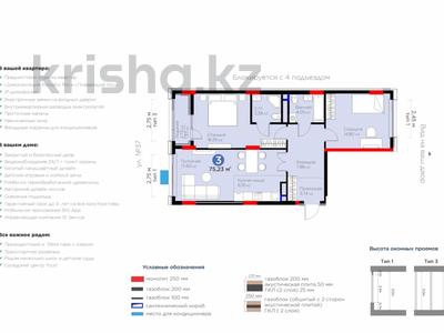 3-комнатная квартира · 75.23 м² · 6/9 этаж, Жошы хан 10 — 4 кв на площадке 9 этажей! за 56 млн 〒 в Астане, Есильский р-н