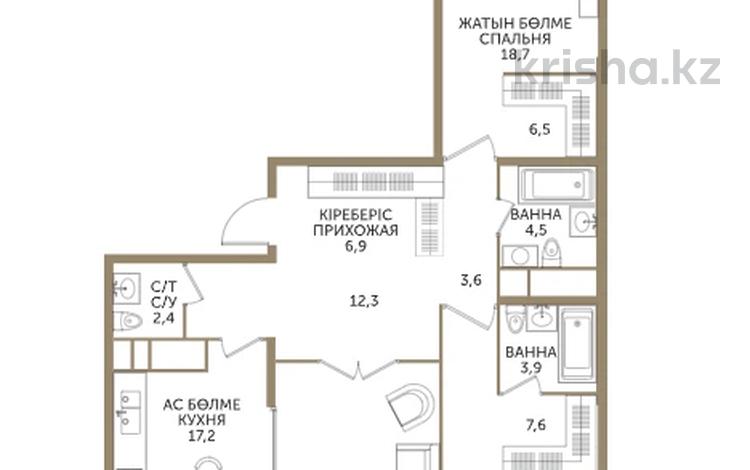 3-комнатная квартира · 120.4 м² · 13 этаж, Розыбакиева 197/2 — ⭐БЕЗ КОМИССИИ⭐ за ~ 116.9 млн ₸ в Алматы, Бостандыкский р-н — фото 3