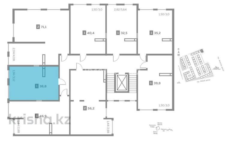 1-бөлмелі пәтер · 38.8 м² · 8/9 қабат, Шұғыла ш/а. 342/1, бағасы: ~ 22.6 млн ₸ в Алматы, Наурызбайский р-н — фото 2