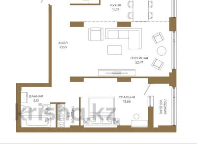 2-бөлмелі пәтер · 73.36 м² · 12/18 қабат, Достык 8/5 — ВЫБОР ЭТАЖА И ПЛАНИРОВКИ!!! БЕЗ КОМИССИИ!!!, бағасы: ~ 52 млн ₸ в Астане, Есильский р-н