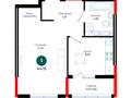 1-бөлмелі пәтер · 44.15 м² · 6/9 қабат, Е 882 13, бағасы: ~ 24.2 млн ₸ в Астане, Нура р-н