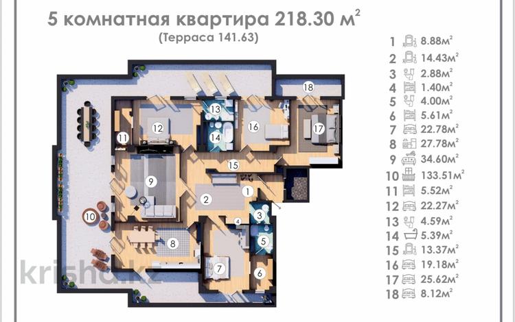 5-комнатная квартира, 360 м², 14/14 этаж, 17-й мкр 217/1 за 74 млн 〒 в Актау, 17-й мкр — фото 2